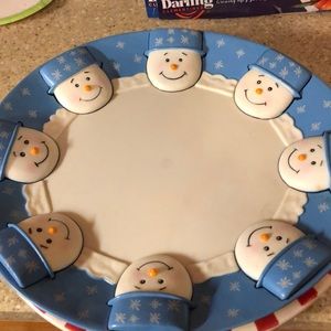 Plastic snowman platter